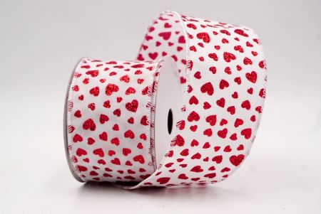 Cinta de alambre blanca con brillo romántico y pequeños corazones_KW0033GC-1-1