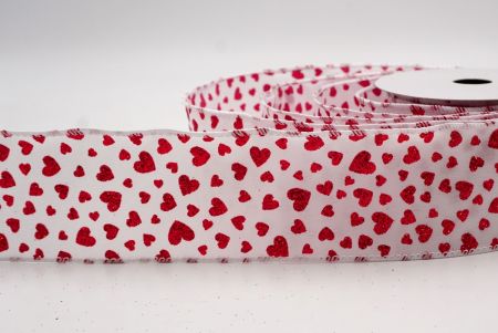 Cinta de alambre blanca con brillo romántico y pequeños corazones_KW0033GC-1-1