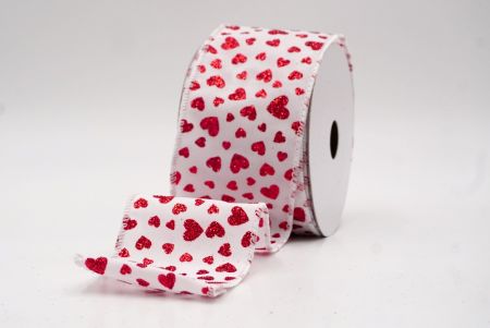Cinta de alambre blanca con brillo romántico y pequeños corazones_KW0033GC-1-1