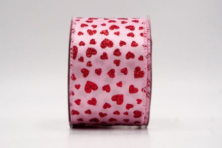 Cinta de alambre rosa con brillo romántico y pequeños corazones_KW0033GC-5-5