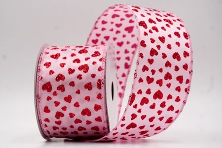 Cinta de alambre rosa con brillo romántico y pequeños corazones_KW0033GC-5-5
