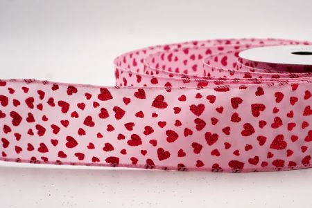 Cinta de alambre rosa con brillo romántico y pequeños corazones_KW0033GC-5-5