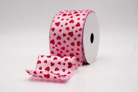 Cinta de alambre rosa con brillo romántico y pequeños corazones_KW0033GC-5-5