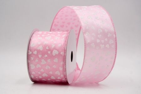 Cinta de alambre rosa con brillo romántico y pequeños corazones_KW0034GC-5-5