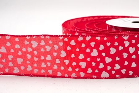 Cinta de alambre roja con brillo romántico y pequeños corazones_KW0034GC-7-7