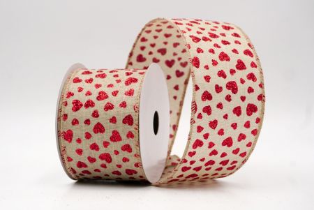 Cinta de alambre caqui con brillo romántico y pequeños corazones_KW0035GC-13-183