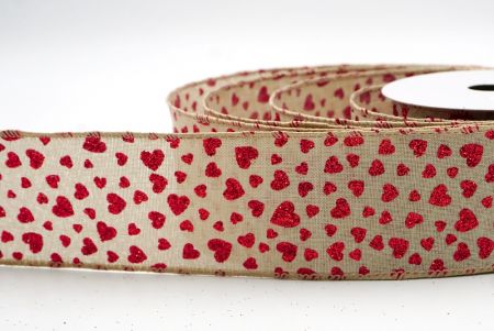 Cinta de alambre caqui con brillo romántico y pequeños corazones_KW0035GC-13-183