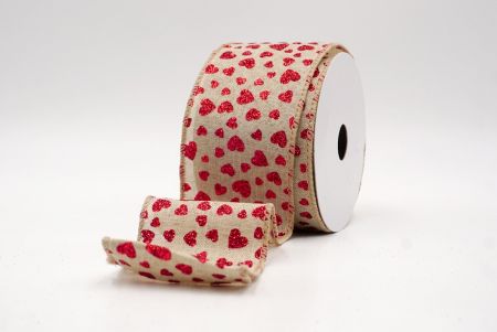 Cinta de alambre caqui con brillo romántico y pequeños corazones_KW0035GC-13-183