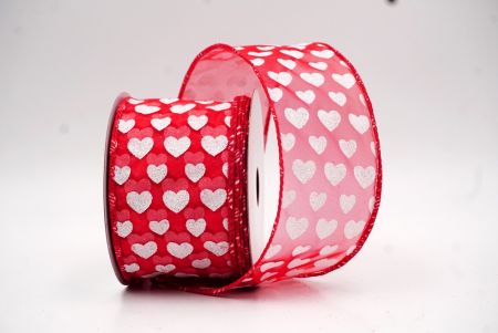 Cinta de alambre de corazón de San Valentín roja y blanca brillante_KW0039GC-7N-7