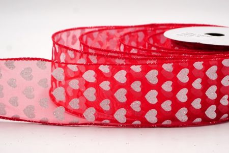 Cinta de alambre de corazón de San Valentín roja y blanca brillante_KW0039GC-7N-7