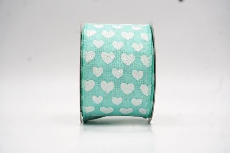 Cinta de alambre de corazón de San Valentín verde menta y blanca brillante_KW0040GC-15-171