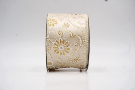 Cinta de alambre floral de lujo en crema con purpurina_KW0047GC-2-2