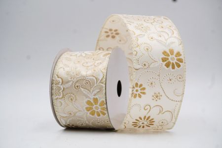 Cinta de alambre floral de lujo en crema con purpurina_KW0047GC-2-2