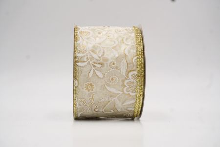 Cinta de alambre floral de lujo en crema1 con purpurina_KW0048G-2