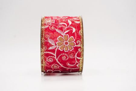 Cinta de alambre floral de lujo en rojo con purpurina_KW0048G-7