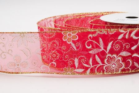 Cinta de alambre floral de lujo en rojo con purpurina_KW0048G-7