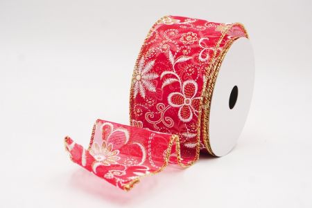 Cinta de alambre floral de lujo en rojo con purpurina_KW0048G-7