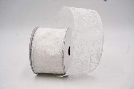 Cinta de alambre floral de lujo en blanco con purpurina_KW0049GC-1-1