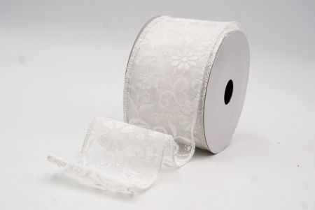 Cinta de alambre floral de lujo en blanco con purpurina_KW0049GC-1-1