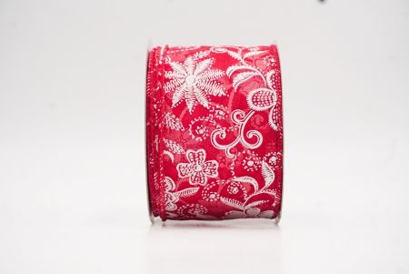 Cinta de alambre floral de lujo en rojo y dorado con purpurina_KW0049GC-7-7