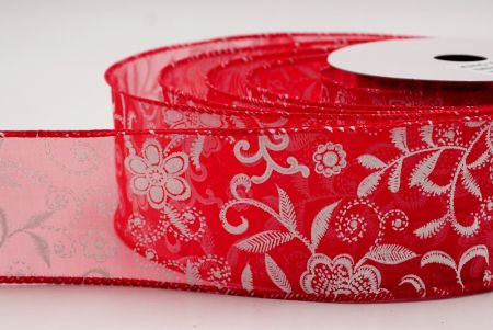 Cinta de alambre floral de lujo en rojo y dorado con purpurina_KW0049GC-7-7