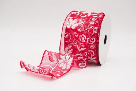 Cinta de alambre floral de lujo en rojo y dorado con purpurina_KW0049GC-7-7