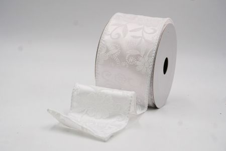 Cinta de alambre floral de lujo en blanco con purpurina_KW0050GC-1-1