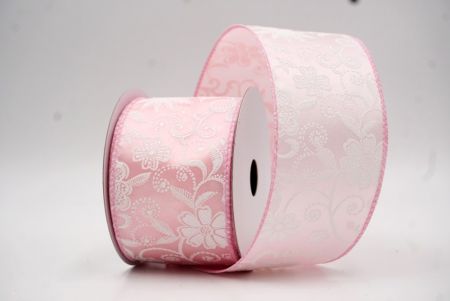 Cinta de alambre floral de lujo en rosa de satén con purpurina_KW0050GC-5-5