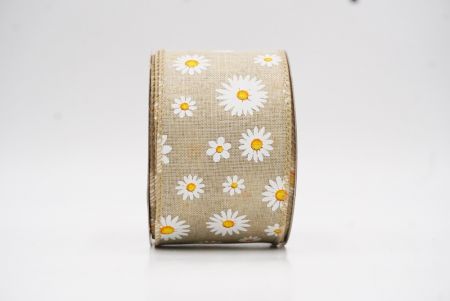 Cinta de alambre floral con margaritas marrón claro de primavera_KW0051GC-13-183