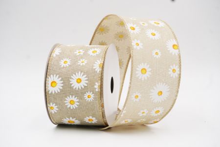Cinta de alambre floral con margaritas marrón claro de primavera_KW0051GC-13-183