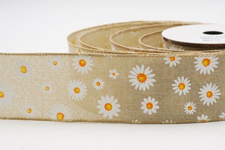 Cinta de alambre floral con margaritas marrón claro de primavera_KW0051GC-13-183