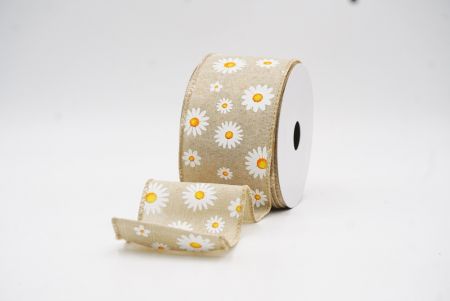 Cinta de alambre floral con margaritas marrón claro de primavera_KW0051GC-13-183