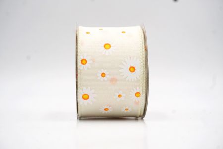 Cinta de alambre floral con margaritas crema de primavera_KW0051GC-2-2