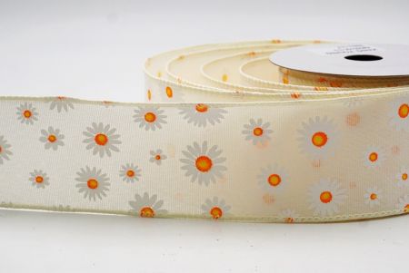 Cinta de alambre floral con margaritas crema de primavera_KW0051GC-2-2