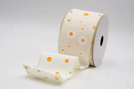 Cinta de alambre floral con margaritas crema de primavera_KW0051GC-2-2