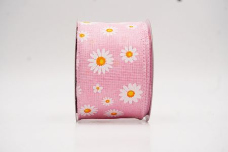 Cinta de alambre floral con margaritas rosas de primavera_KW0051GC-5-5