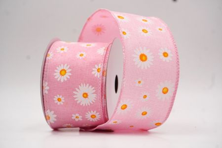 Cinta de alambre floral con margaritas rosas de primavera_KW0051GC-5-5