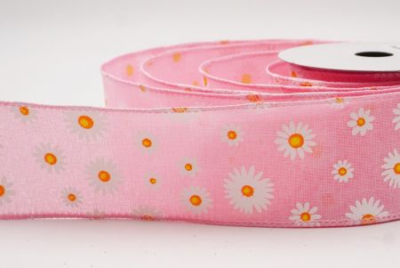 Cinta de alambre floral con margaritas rosas de primavera_KW0051GC-5-5