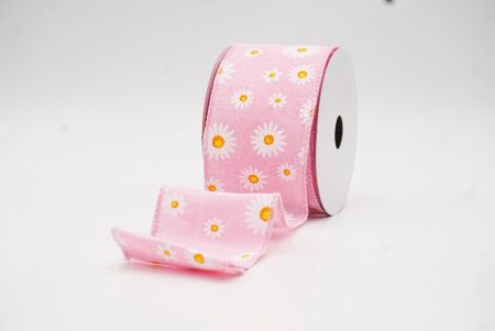 Cinta de alambre floral con margaritas rosas de primavera_KW0051GC-5-5