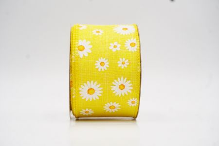 Cinta de alambre floral con margaritas amarillas de primavera_KW0051GC-6-6