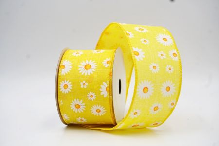 Cinta de alambre floral con margaritas amarillas de primavera_KW0051GC-6-6