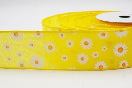 Cinta de alambre floral con margaritas amarillas de primavera_KW0051GC-6-6