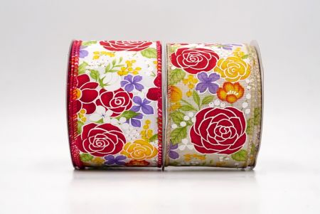 Κόκκινο Τριαντάφυλλο και Μικτή Λουλουδένια Κορδέλα με Σύρμα