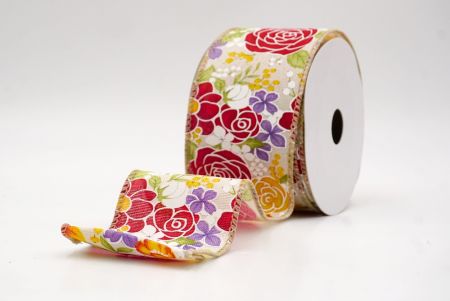 Κορδέλα με χακί-κόκκινο τριαντάφυλλο και μικτά λουλούδια_KW0056GC-13-183