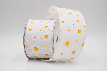 Λευκή_Καλοκαιρινή Μαργαρίτα Λουλουδάτη Κορδέλα_KW0060GC-1-1