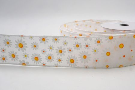 Λευκή_Καλοκαιρινή Μαργαρίτα Λουλουδάτη Κορδέλα_KW0060GC-1-1