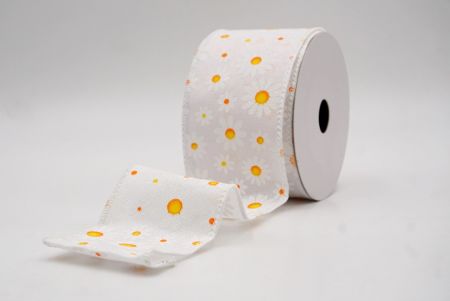 Λευκή_Καλοκαιρινή Μαργαρίτα Λουλουδάτη Κορδέλα_KW0060GC-1-1