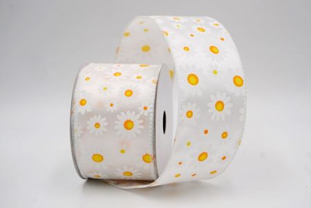 Λευκή_Καλοκαιρινή Μαργαρίτα Λουλουδάτη Κορδέλα_KW0061GC-1-1