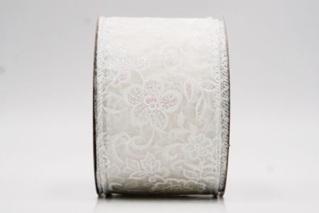 Kermanvärinen Sametti Luxe Kimaltava Kasvitieteellinen Langallinen Nauha_KW0068GC-1-1