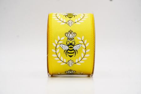 Κίτρινη Μέλισσα & Λουλουδάτος Κήπος Άνοιξης Σατέν Κορδέλα_KW0069GC-6-6